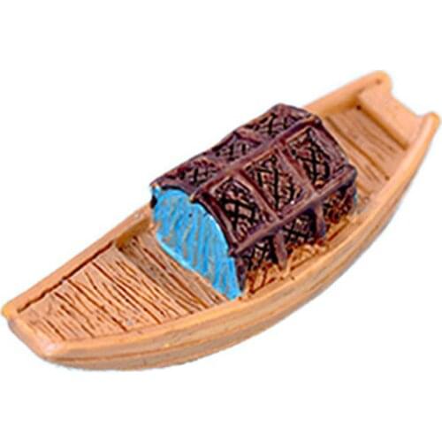 NEW Resin Crafts Fishing Awning Boat Mini Landscape Figurine Garden Ornament Home Decor Garden Pond Courtyard Pot Decoration