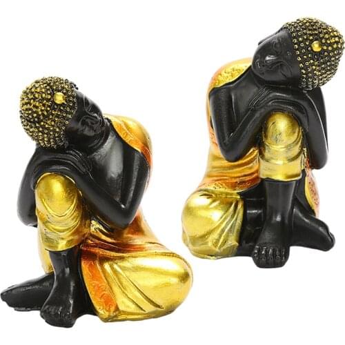 Buddha Sitting Sleeping Statue Meditating 9cm Zen Figurine Home Docor