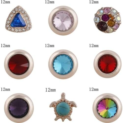 Sea turtle 12mm Rhinestone Charms Metal snap button DIY jewelry KS2047