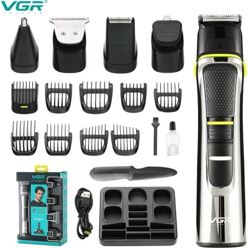 VGR Professional USB Hair Clipper Electric Hair Trimmer Beard Trimer Body Face Hair Clipper For Men Beard Waterproof Trimmer