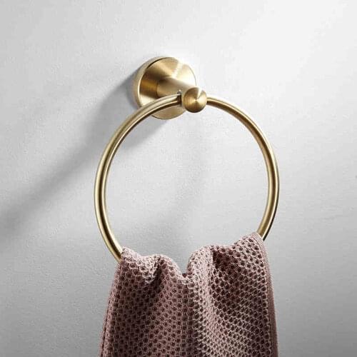 Qiansi Nordic Metal Solid Brass Bathroom Toilet Walkway Ring Towel Rack Bedroom Door Drawer Handle Punch or Nail-free Glue Paste