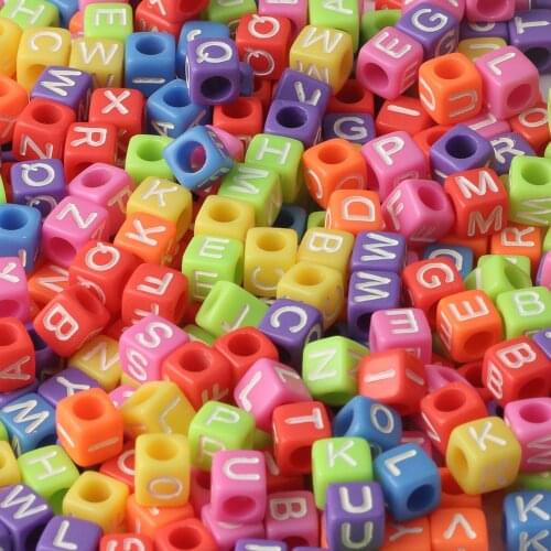 100/200/300/500PCs Mix Color Acrylic Alphabet/Letter square Beads Loose Beads For Jewelry Making Handmade Diy Bracelet 6x6mm