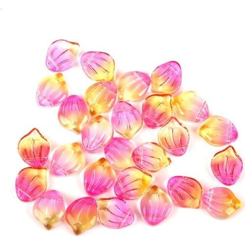 SEA MEW 50 PCS 12*15mm Multicolor Fashion Glass Petal Pendant Connectors For Women Jewelry Making