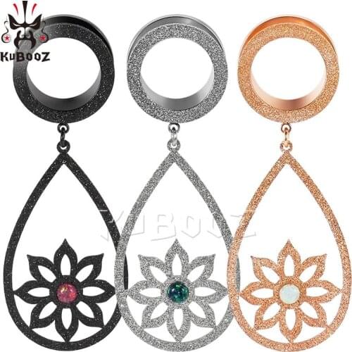 Hot Frosted Flower Ear Piercing Plugs Expanders Dangle Earring Vintage Style Spiral Ear Strechers Fashion Gift