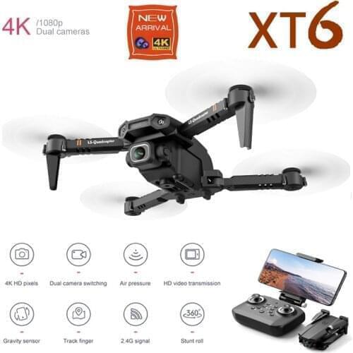 Mini Rc Drone XT6 4K 1080P HD Dual Camera WiFi FPV Air Pressure Altitude Hold Foldable Quadcopter Drone