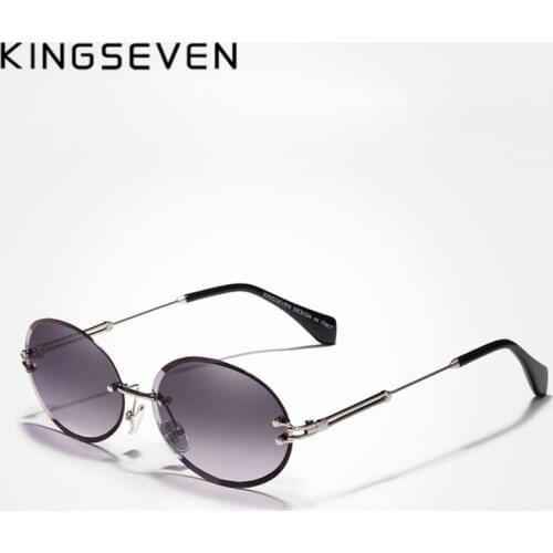 KINGSEVEN DESIGN Fashion Oval Sun glasses Women Rimless Sunglasses Vintage Alloy Frame Classic Brand Designer Shades Oculo