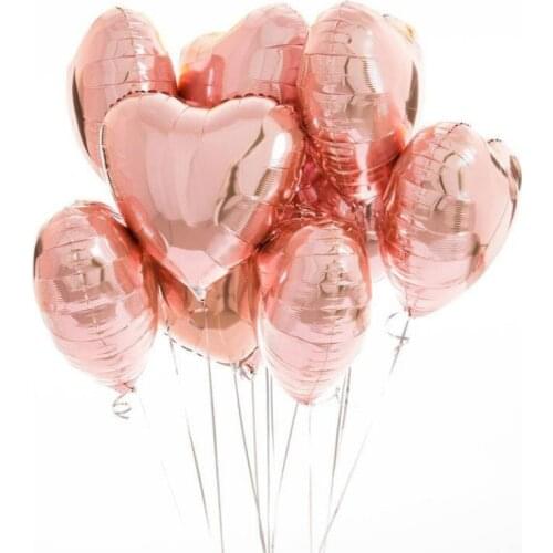 Rose Gold 4D Foil balloon Heart Star Confetti Latex air Helium Balloons Wedding Birthday Party Tassel Decor Baby Shower 10pc/lot