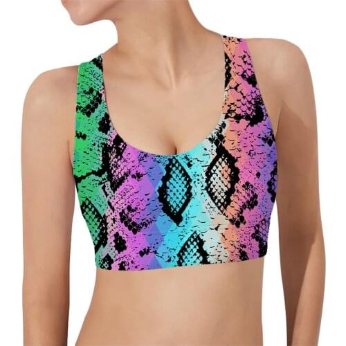 CLOOCL Women Sports Vest Snake Skin Cosplay 3D Print Sports Bra Tank Tops Yoga Running Women Fitness Bras Tank Top Women
