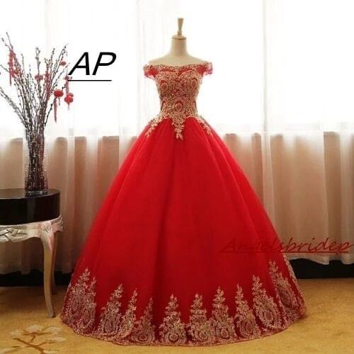 ANGELSBRIDEP Sweet 16 Ball Gown Quinceanera Dress 2021 Gold Appliques Short Sleeve Vestidos De 15 Celebrity Party Gown Hot Sale
