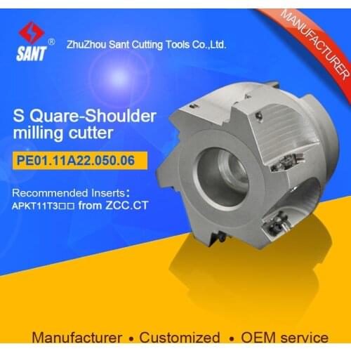 Zhuzhou Sant Indexable milling cutter with 90degree EMP02-050-A22-AP11-06/PE01.11A22.050.06 Mached carbide insert APKT11T304