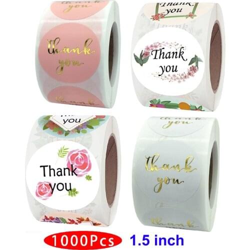 1.5inch 1000Pcs Japanese Flower Thank you Sticker Aesthetic Scrapbooking Seal Label Stationary Decor Journal Supply Scratch Off