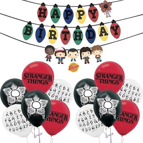1set Stranger Things Balloons Banner TV Show Stranger Things Fans Kids Boy Girl Birthday Banner Baby Shower Party Decorations