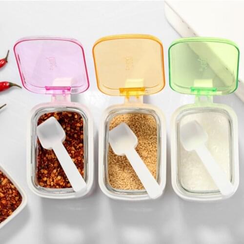 1pcs Spice Jar Seasoning Box 3Pcs/Set Kitchen Spice Storage Bottle Jars Transparent PP Salt Pepper Cumin Powder Box pepper spray