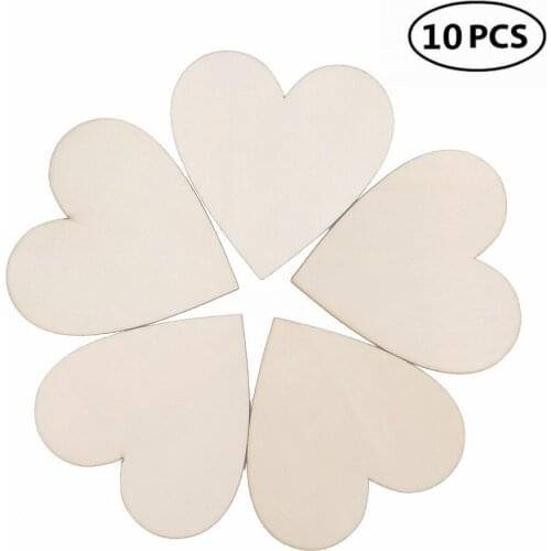 10pcs 80mm 3.14inch Wooden Heart Slices Wood Heart Embellishments for Wedding Crafts Art Making