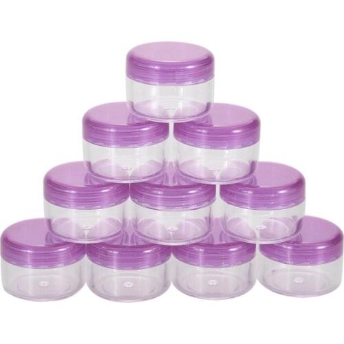 10 pcs Mini Cosmetic Empty Jar Pot Eyeshadow Makeup Face Cream Container Plastic Nail Art Cosmetic Bead Storage Container Round