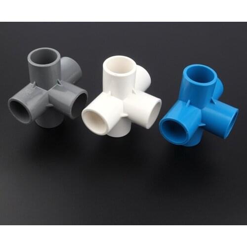 15pcs/lot 25mm PVC Connector Stereoscopic 5Ways Garden Irrigation System Aquarium Tank Socket Tube Adapter Water Pipe Connectors