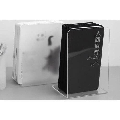 2Pcs Clear Acrylic Bookends L-shaped Desk Organizer Desktop Book Holder School Stationery Office Accessories