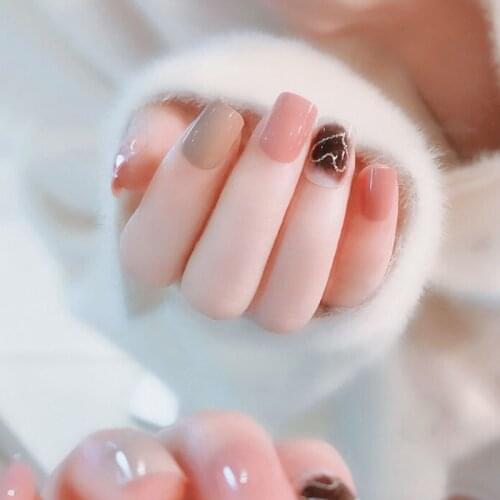 24Pcs Pink Heart Wedding False Nails Acrylic UV Gel Full Fake Nails Art Tip