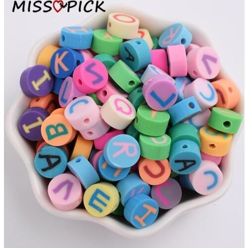 30/50/100Pcs Cute Letter Alphabet Polymer Clay Beads Handmade Loose Spacer Beads for Jewelry Making DIY Bracelet Accessories