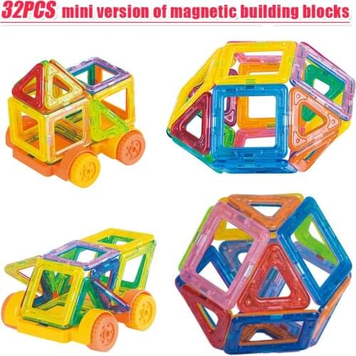 Mini 32PCS Magnetic Building Blocks Toy 3D DIY Magnetic Designer Toys Bricks Blocks Educational Toys For Children kids baby