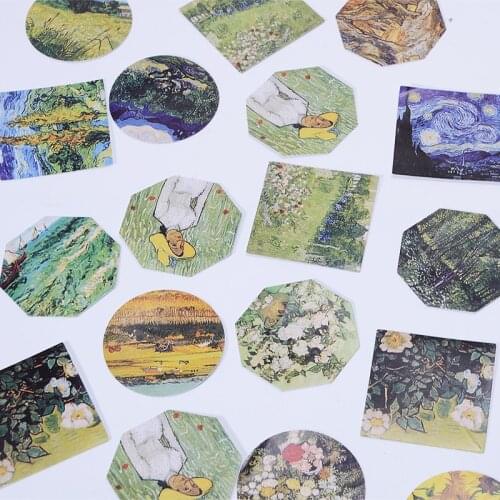 45 pcs/pack Meet Van Gogh Reproduce Classic Decorative Stickers Adhesive Stickers DIY Stickers Box Package Stationery Gifts