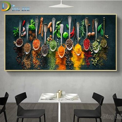 Large Size Condiments Diamond Painting 5D DIY Cross Stitch Restaurant Kitchen Mural Diamond Embroidery Mosaic Beaded Patch Decor