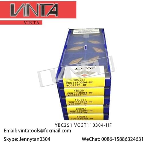 Free shipping high quality 10pcs/lots YBC251 VCGT110304-HF cnc carbide turning inserts cutting blade tools
