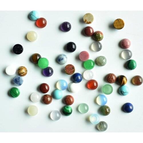 2020 Fashion high quality assorted natural stone round cab cabochon beads for jewelry Accessories 6mm wholesale 50pcs/lot free