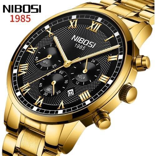 Relogio Masculino NIBOSI 2020 Fashion Mens Watches Top Brand Luxury Big Dial Quartz Watch Waterproof Chronograph Sport Men Watch