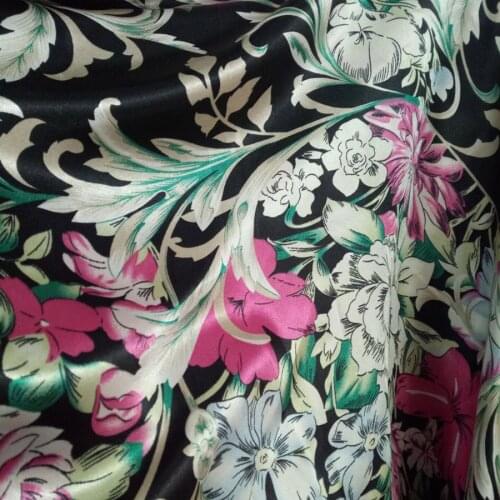 Flower satin fabric Soft floral glossy Fabric silky Satin Charmeuse scarf ribbon material