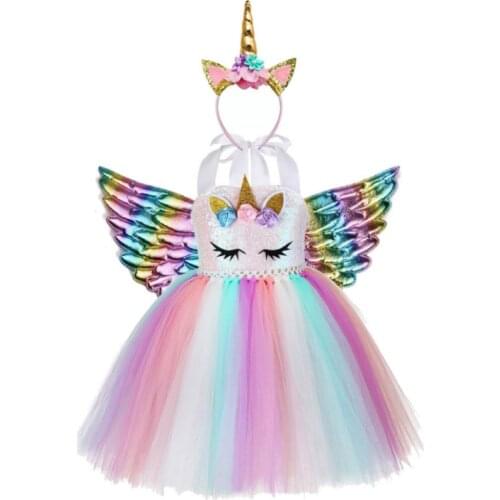 Girls Dress 3Pcs Kids Dresses For Girls Unicorn Party Dress Toddler Christmas Costume Child Princess Dress 3 4 5 6 7 8 9 10 Year