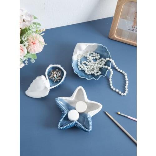 Home Dcoration Conch Jewelry Plate Storage Containers Ceramic Make Up Jewlery Organizer Modern Bedroom Decor Accessories Gift