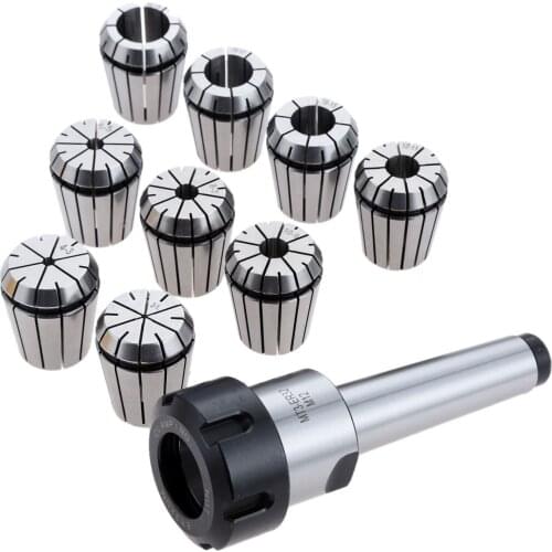 DRELD 9pcs ER32 Spring Collets Set 2/4/6/8/10/12/16/18/20mm +MT3 M12 ER32 Collet Chuck Morse Taper Holder For CNC Lathe Tool