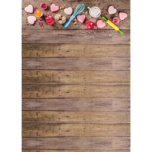 Photo Backdrop Hearts Wooden Board Computer Printed Backgrounds for Lovers Valentines Day Wedding Photophone Photography Props