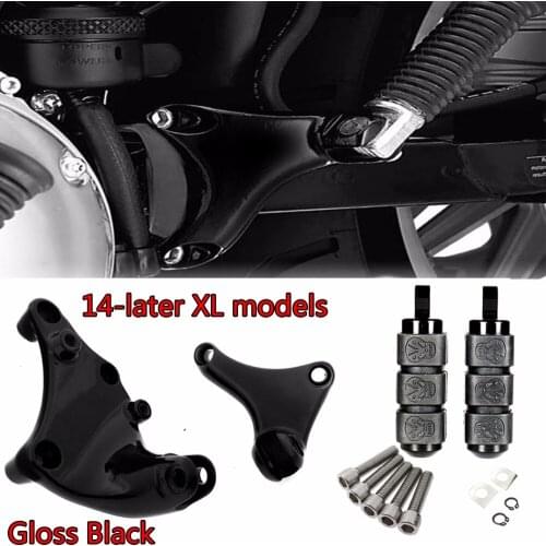 Gloss Black Rear Passenger Mounting With Rudyness Footpegs For Harley Sportster XL 883 883R 883N 883L Low Models