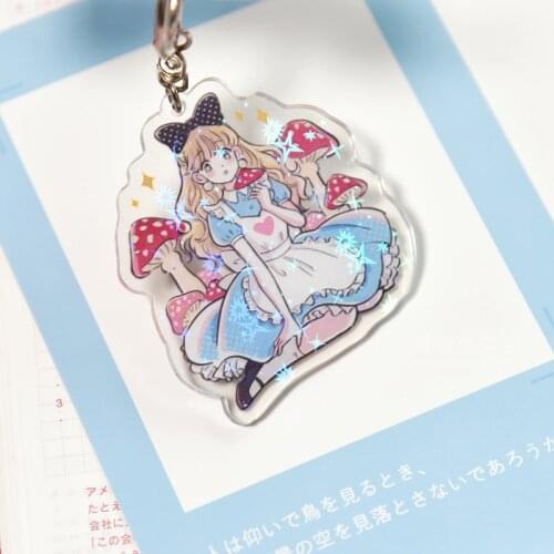 Kawaii Girls Strawberry Love Shape Stationery Message Acrylic Clip And Key Ring Small Pendant