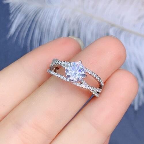 Sterling Silver 925 Mosan Diamond Three Life Iii Ring D Color VVS1 Class Clarity Luxury Jewelry Wedding Engagement Ring