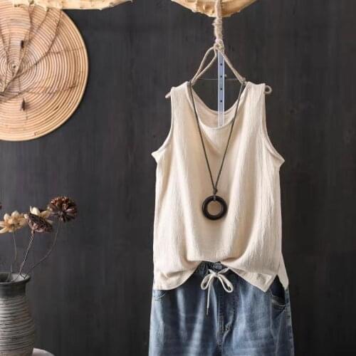 Womens Tank Top Cotton Line Solid Color Plus Size Loose Vest Shirt Sleeveless Female V Neck Basic Woman Summer Tanks Camis