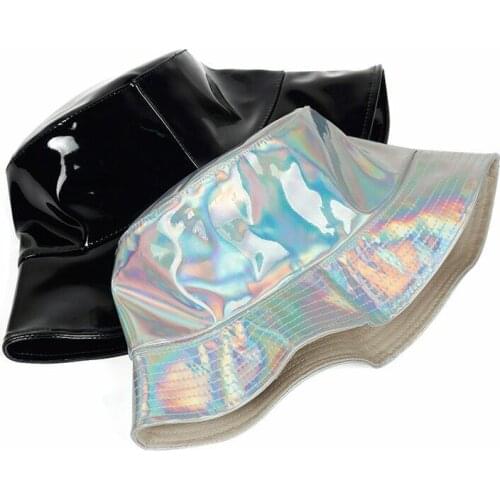 Patent Leather Fashion Casual Sunscreen Bucket Hat Hip Hop Casual Fisherman Cap Simplicity Trend All-Match New Hot Sale