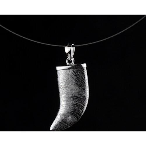 Genuine Moldavite Gibeon Iron Meteorite Gemstone Knife Sword Shape 925 Sterling Silver Fine Jewelry Pendant 26x12x5mm