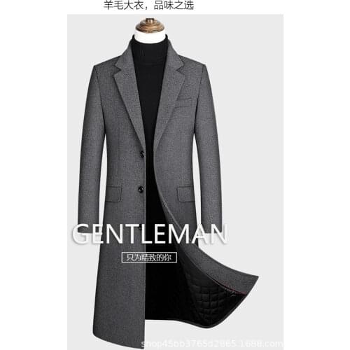 2020 New Extra Long Wool Trench Coat Male Winter Brand Mens Cashmere Coat Slim Fit Woolen Peacoat Windbreaker 4XL