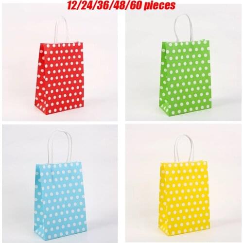 Dots Solid Color Gift Paper Bag With Handle 27x21x11cm Festival Gift Bags Baby Birthday Childrens Day Party Paper Bags Red Blue