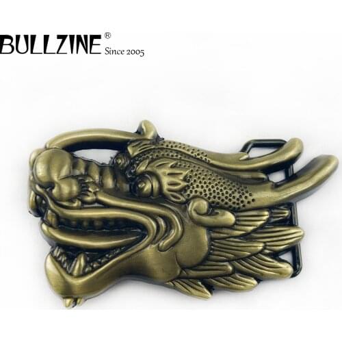The Bullzine wholesale Dragon belt buckle with antique brass finish FP-02764-1 suitable for 4cm width belt