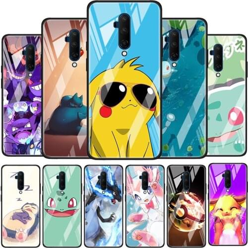 Hot Cartoon Pikaqiu Tempered Glass Cover For OnePlus Z 7 8 9 7T 8T 9R Nord 5G Pro Silicone Phone Case Coque