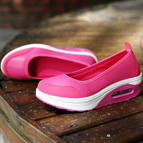 Plus Size PU Leather Womens Sneakers Platform Sports Shoes Women Sport Shoes 2020 Running Shoes Woman Red Basket Femmes E-736