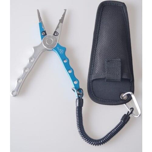 Aluminum Alloy Fishing Pliers+Retention Rope 100g 18cm Hook Remover Line Cutter Multifunctional Fishing Tools