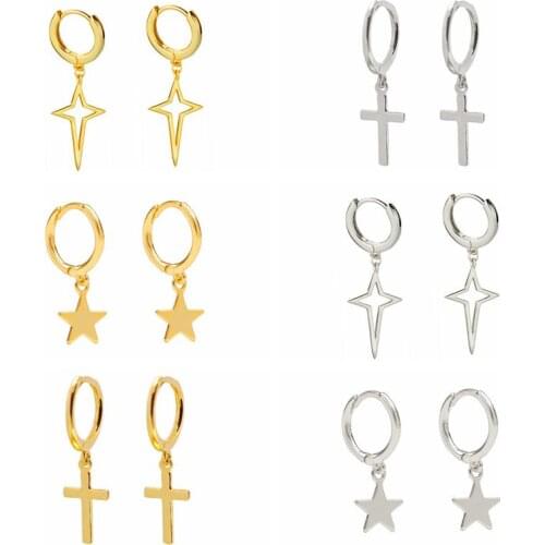 925 Silver Ear Buckle Earring For Women Girls Star Zircon Earrings Silver Gold Color Huggie Hoop Earring Oorbellen Gifts A30