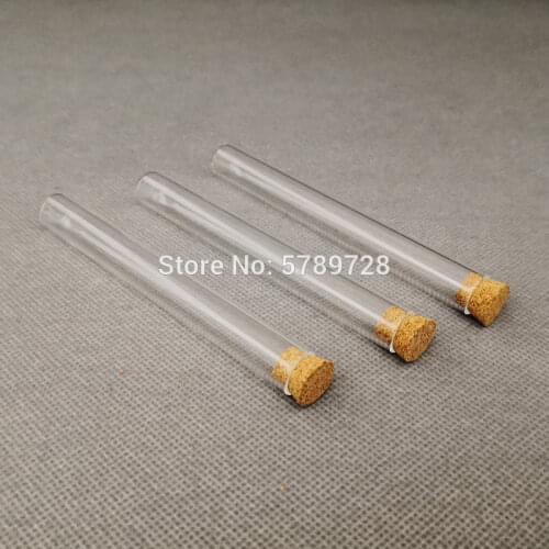 20pcs/lot Lab 12x100mm Flat bottom Glass Test Tube With Cork Stoppers for School Laboratory experiment