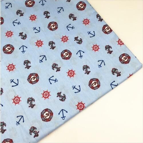 Syunss,Blue Back Sea Anchor Printed Cotton Fabric Sewing Baby Toy Bedding Quilting Cloth Craft Tecido DIY Tissu Patchwork Telas
