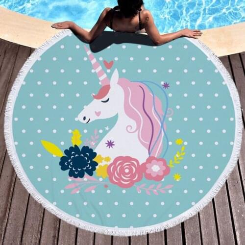 Bath Beach Towels Round Large Towel For Living Room Printed Summer Beach Microfiber Round Fabric Tassel Blanket Home Decorative